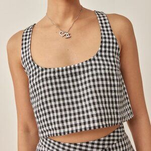 Reformation Linen Gingham Adalyn Crop Top